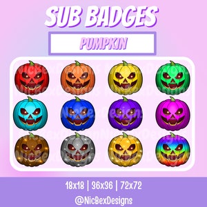 Pumpkin Twitch Sub Badges / Youtube / Cheer Badges / Subscriber Badges / Jack-o&#39;-Lantern / Sub badges / Halloween Sub Badges / Halloween