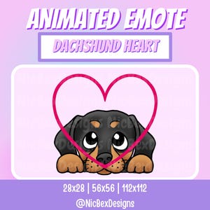 Dachshund Love Twitch Animated Emote / Streamer / Stream Emote / Vtuber / Dog Heart Emote / Dachshund Animated Emote / Sausage Dog Emote