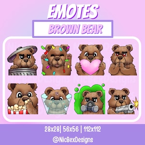 Bear Twitch Emotes / Bit badges / Streamer / Youtube / Bear Stream Emotes / Cute Bear Emotes / Teddy Emotes / Teddy Bear Emotes / Bear Emote