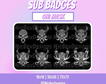 Oni Mask Twitch Sub Badges / Bit badges / Youtube / Cheer Badges / Subscriber Badges / Oni Sub Badges / Sub badges / Japanese Badges / Japan