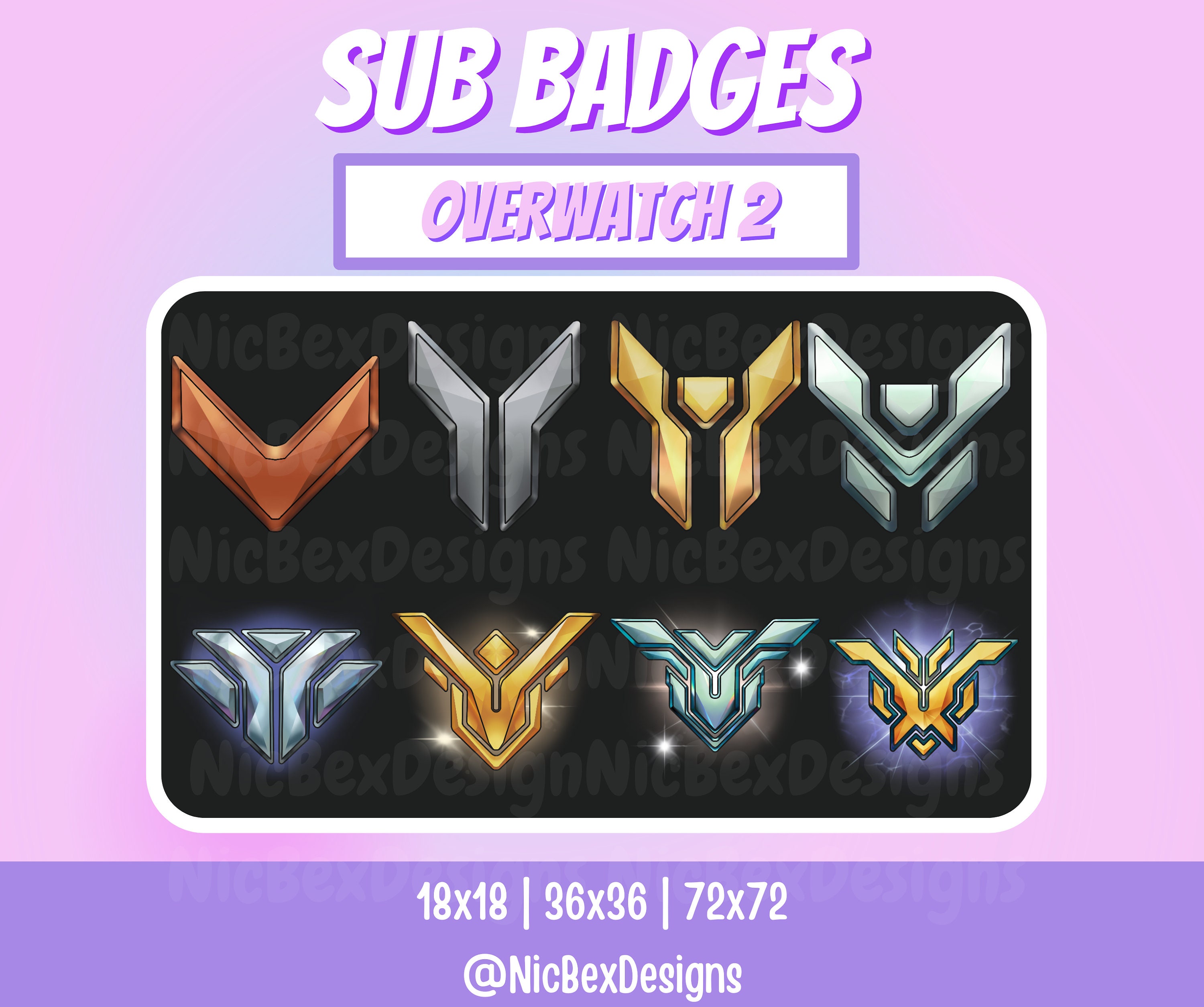 Overwatch 2 Rank Twitch Sub Badges / Bit Badges / Streamer / Youtube