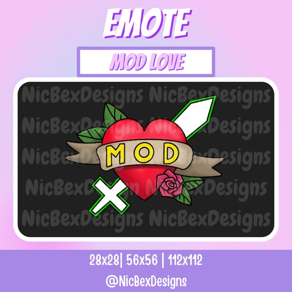 Mod Love Twitch Emote / Bit badges / Streamer / Youtube / Sub Badges / Mod Emotes / Stream Emote / Mod Check Emote / Mod Appreciation Badge