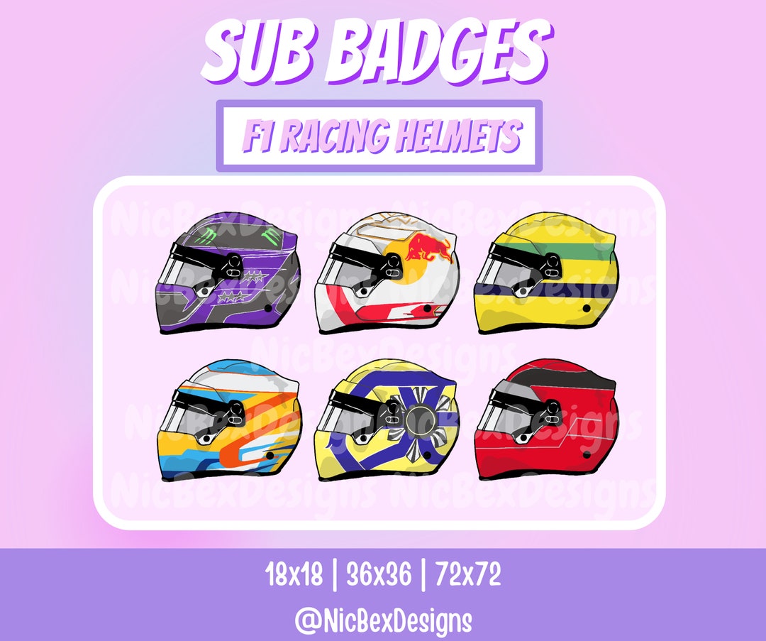 F1 Racing Helmet Twitch Sub Badges / Bit Badges / Streamer /