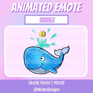 Whale Twitch Animated Emote / Streamer / Youtube / Animated Emote/ Subscriber Emote / Kawaii / Cute Sub Emote / Sub Emote / Chat Sub Emote