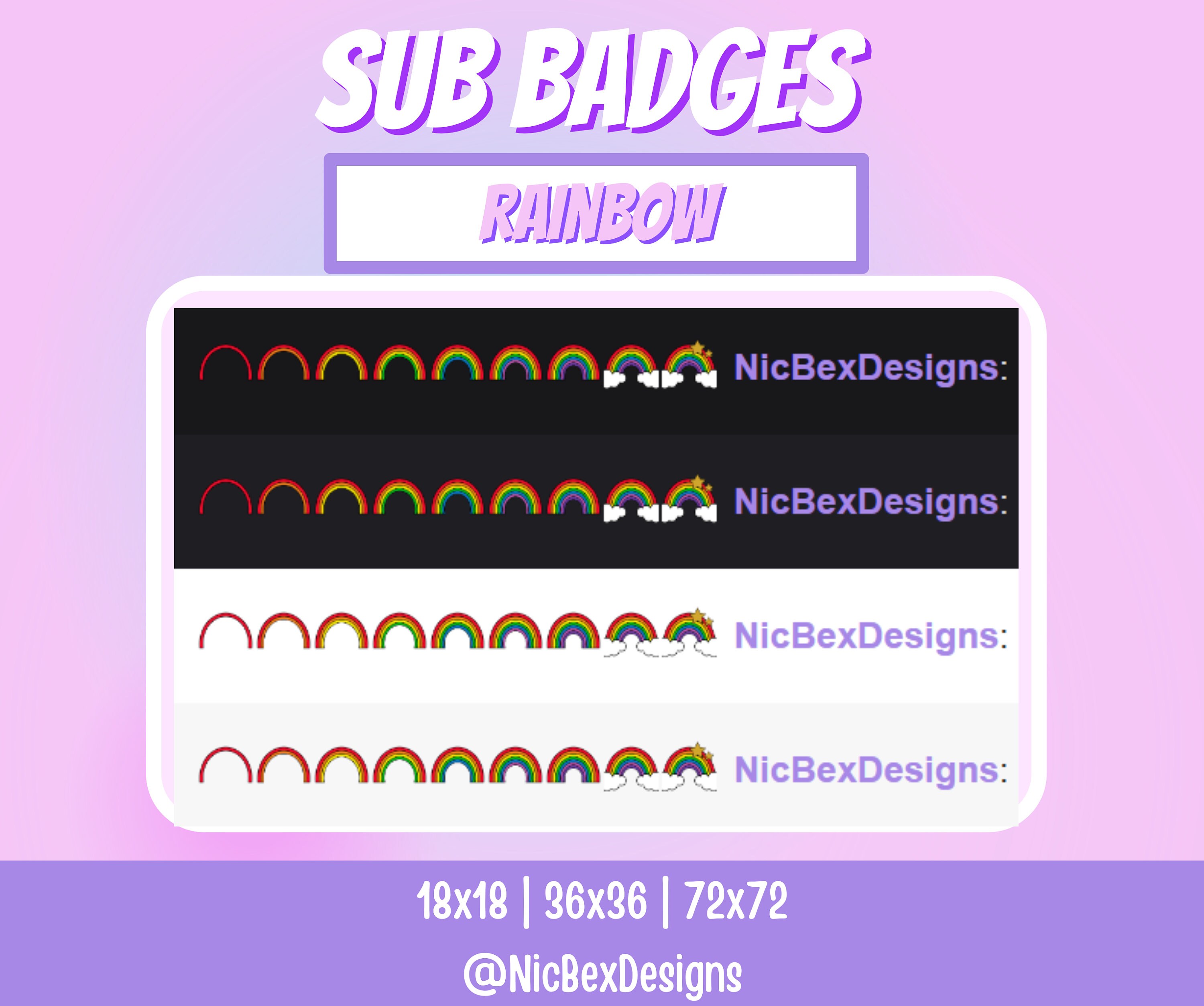 Rainbow Twitch Sub Badges / Bit Badges / Youtube / Cheer Badges