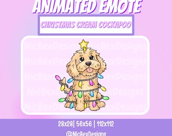 Emote animata Twitch Cockapoo crema natalizia / Streamer / Youtube / Emote animata cane / Emote cane Natale / Emote Twitch animata