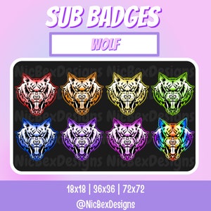 Wolf Twitch Sub Badges / Streamer/ Wolf Sub Badges / Twitch Stream / Sub Badges / Dog Sub Badges / Wolf Badges / Wolves / Wolf Stream / Dog
