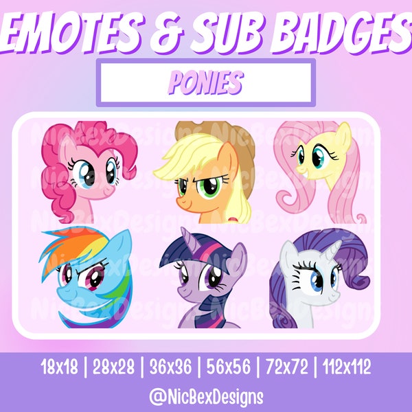 Pony Twitch Sub Badges & Emotes / Badges Bit / Streamer / Youtube / Licorne / Sub Badges / Horse Sub Badges / Pony Emotes / MLP / Brony