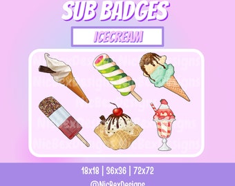 Ice Cream Twitch Sub Badges / Bit badges / Youtube / Cheer Badges/ Subscriber Badges / Kawaii / Ice Cream Sub Badges / Sub badges / Popsicle