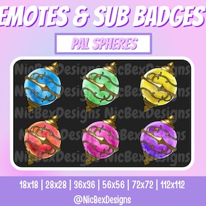 Palworld Twitch Sub Badges & Emotes / Bit badges /  Palworld Pal Sphere / Youtube / Twitch Emotes / Palworld Sub Badges / Palworld Emotes