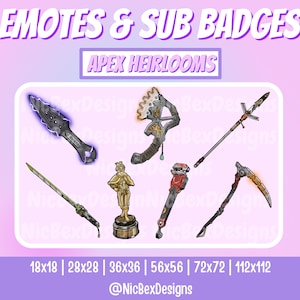 Apex Legends Twitch Sub Badges & Emotes / Bit badges / Youtube / Twitch Emotes / Sub Badges / Apex Sub Badges / Apex Emotes / Apex Heirlooms