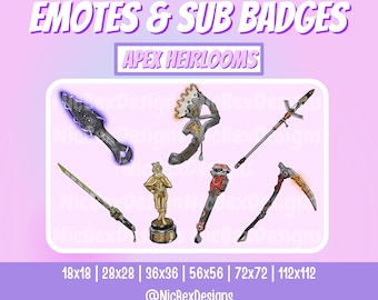 Apex Legends Twitch Sub Badges & Emotes / Bit badges / Youtube / Twitch Emotes / Sub Badges / Apex Sub Badges / Apex Emotes / Apex Heirlooms
