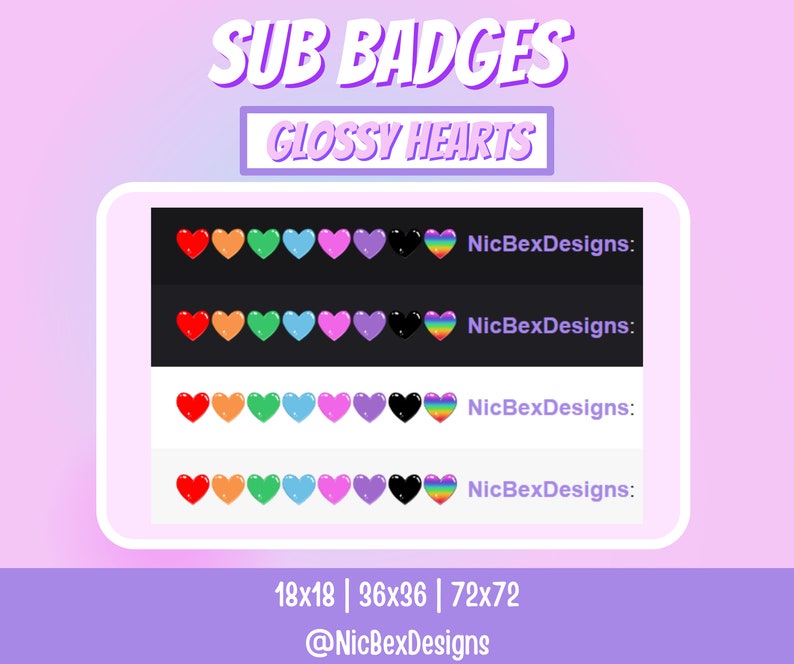 Glossy Heart Twitch Sub Badges & Emotes / Bit Badges / Streamer ...