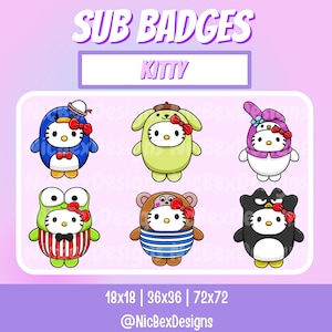 Kitty Twitch Sub Badges / Bit badges / Streamer / Youtube / Cheer Badges / Subscriber Badges / Kawaii / Cat Sub Badges / Kitty Stream / Cute