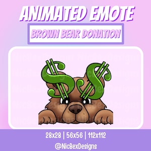 Brown Bear Twitch Animated Emote / Streamer / Teddy Emote / Donation Stream Emote / Vtuber / Bear Donate Emote / Bear Animated Emote Dono