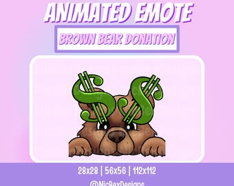 Brown Bear Twitch Animated Emote / Streamer / Teddy Emote / Donation Stream Emote / Vtuber / Bear Donate Emote / Bear Animated Emote Dono