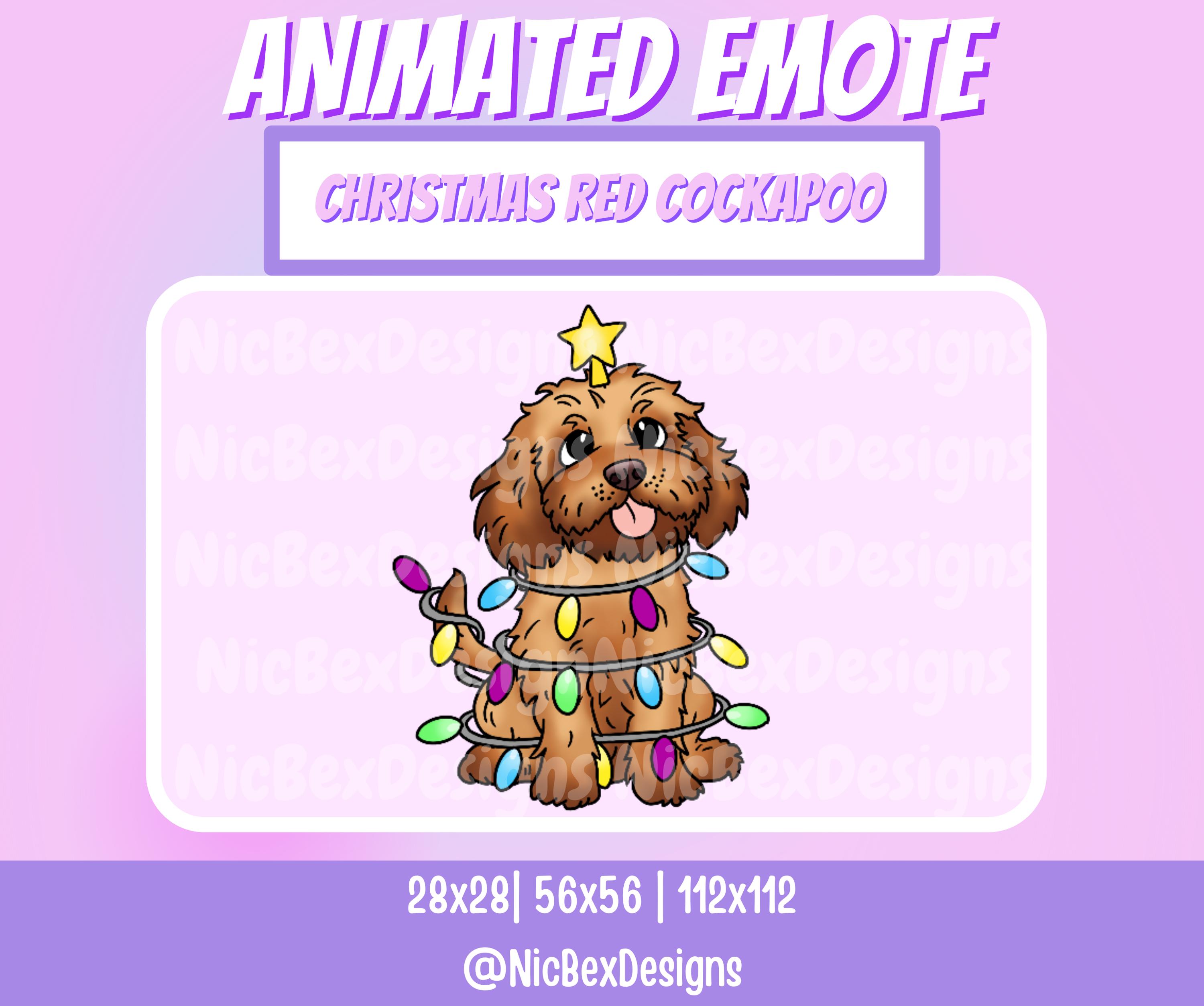 Animated Cockapoo Christmas Red Cockapoo Twitch Animated Emote / Streamer / Youtube / Dog ...
