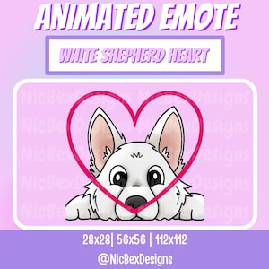White Shepherd Love Twitch Animated Emote / Streamer / Dog Emote / Stream Emote / Vtuber / Dog Heart Emote / Wolf Animated Emote / Overlay