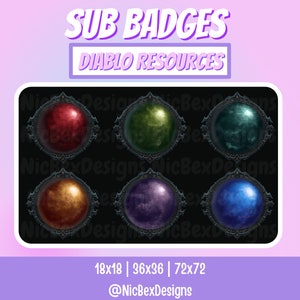 Diablo Twitch Sub Badges / Bit badges / Youtube / Cheer Badges / Subscriber Badges / Diablo 4 Sub Badges / Sub badges / Streamer / Magic