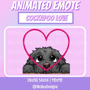 Black Cockapoo Love Twitch Animated Emote / Streamer / Dog Emote / Love Stream Emote / Vtuber / Dog Heart Emote / Poodle Animated Emote Cute