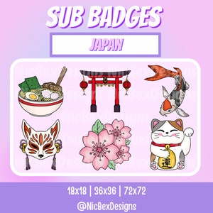 Japanese Twitch Sub Badges / Bit badges / Youtube / Cheer Badges / Subscriber Badges / Fox Sub Badges / Sub badges / Japanese Badges /Sakura