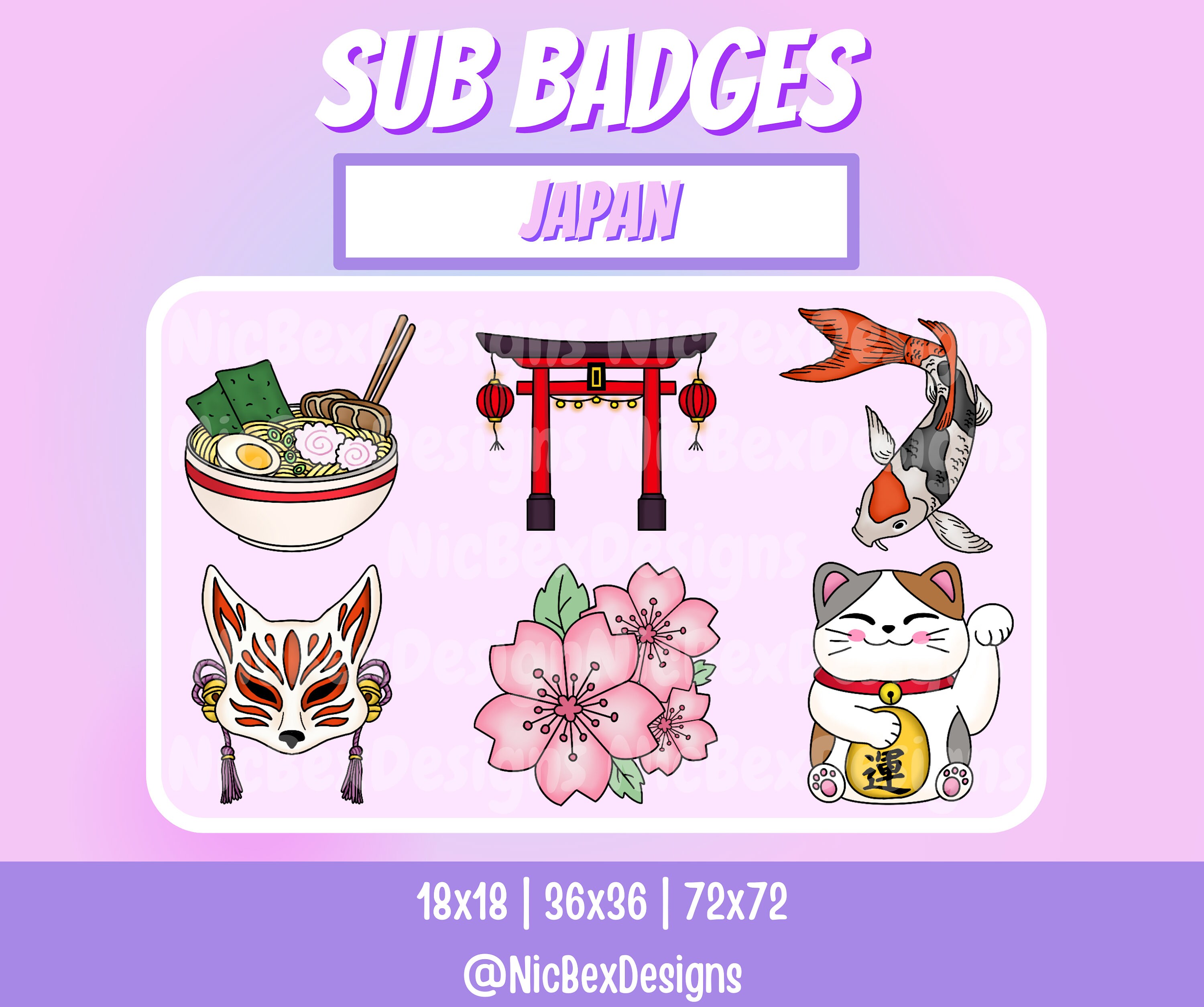 Japanese Twitch Sub Badges / Bit Badges / Youtube / Cheer Badges