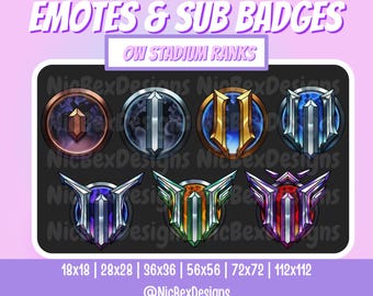 Overwatch Stadium Rank Twitch Sub Badges & Emotes / Bit badges / Streamer / OW Badges / Overwatch Badges / Overwatch Ranked Sub Badges / OW2