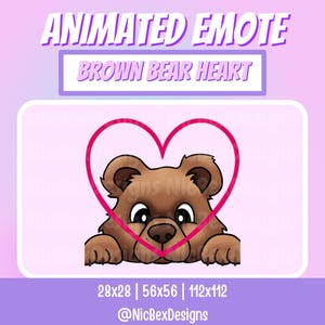 Emote animata Bear Love Twitch / Streamer / Emote orso / Emote streaming amore / Vtuber / Emote cuore orso / Emote animata orsacchiotto carino
