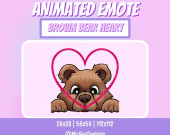 Bear Love Twitch Animated Emote / Streamer / Bear Emote / Love Stream Emote / Vtuber / Bear Heart Emote / Teddy Bear Animated Emote Cute