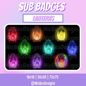 Lantern Twitch Sub Badges / Bit badges / Youtube / Cheer Badges/ Subscriber Badges / Kawaii / Fire Sub Badges / Sub badges / Kawaii Fire