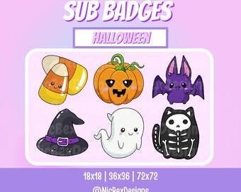 Halloween Twitch Sub Badges / Pumpkin / Youtube / Spooky Ghost/ Subscriber Badges / Kawaii / Halloween Sub Badges / Cute Ghosty / Cat Stream