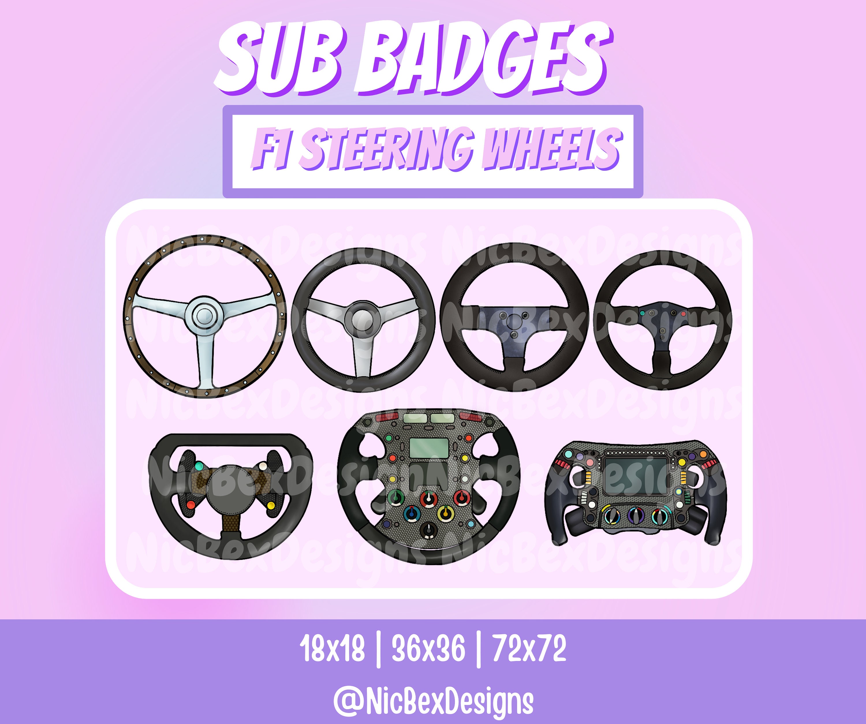 F1 Steering Wheel Twitch Sub Badges / Bit Badges / Streamer /