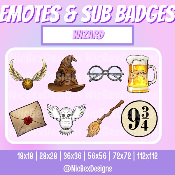 Wizard Twitch Sub Badges & Emotes / Bit badges / Youtube / Twitch Emotes / Sub Badges / Witch Sub Badges / Witch Emotes / Magic Sub Badges