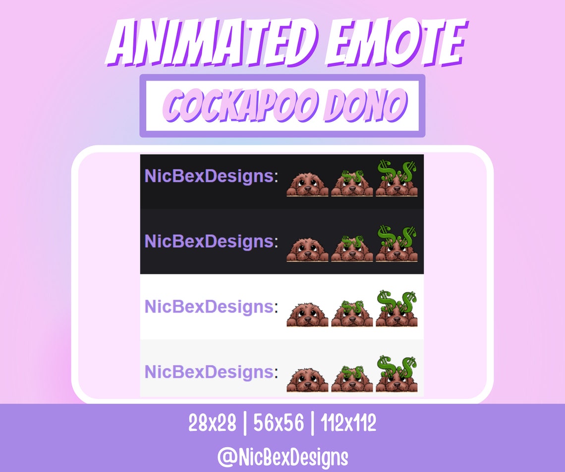 Brown Cockapoo Twitch Animated Emote / Streamer / Dog Emote / Donation ...