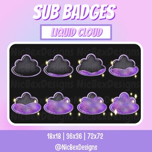 Galaxy Liquid Cloud Bottle Twitch Sub Badges / Bit badges / Cheer Badges / Stream Badges / Kawaii / Cloud Sub Badges / Sub badges / Magic
