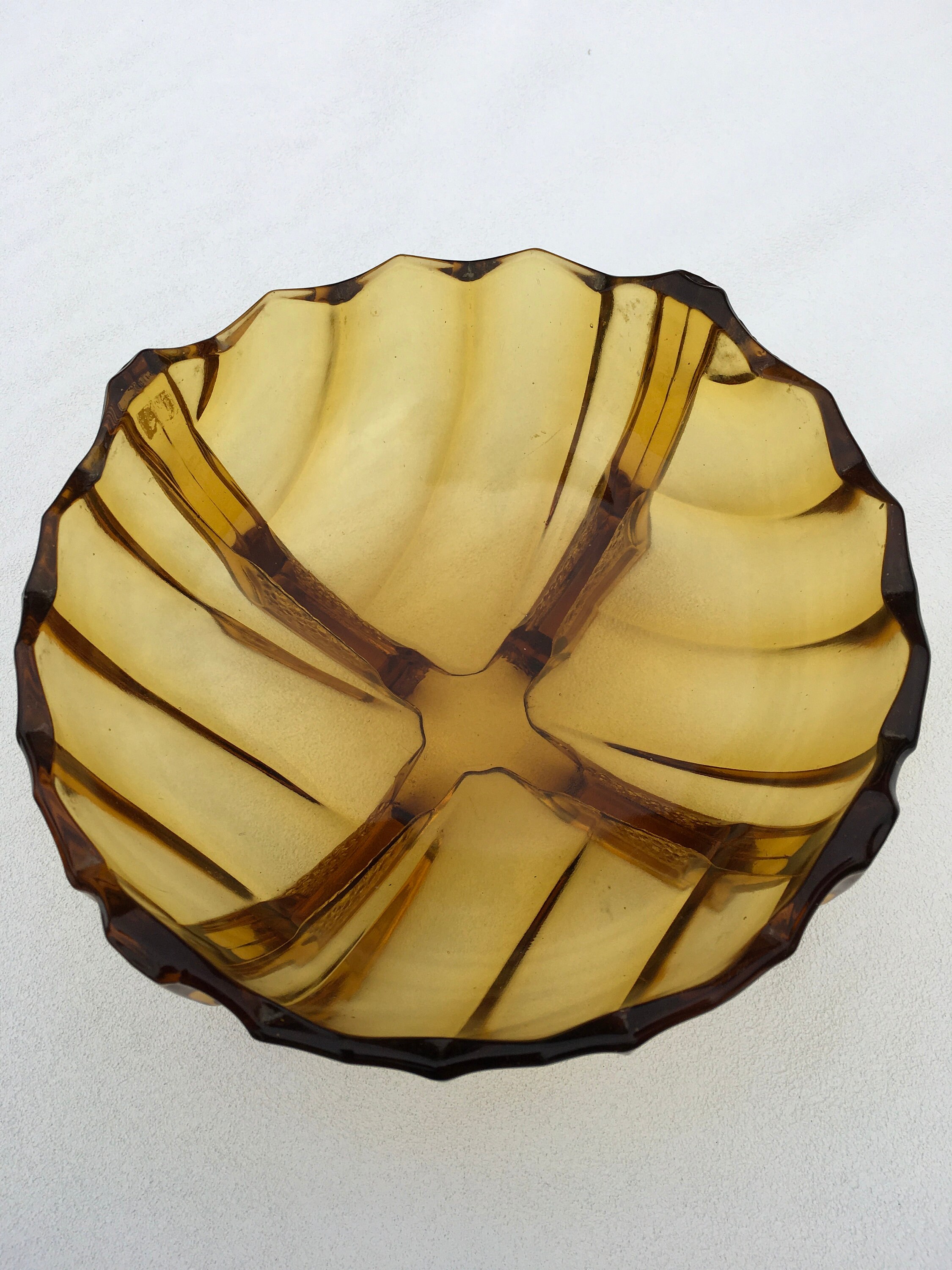 Art Deco Amber Glass Bowl - Etsy