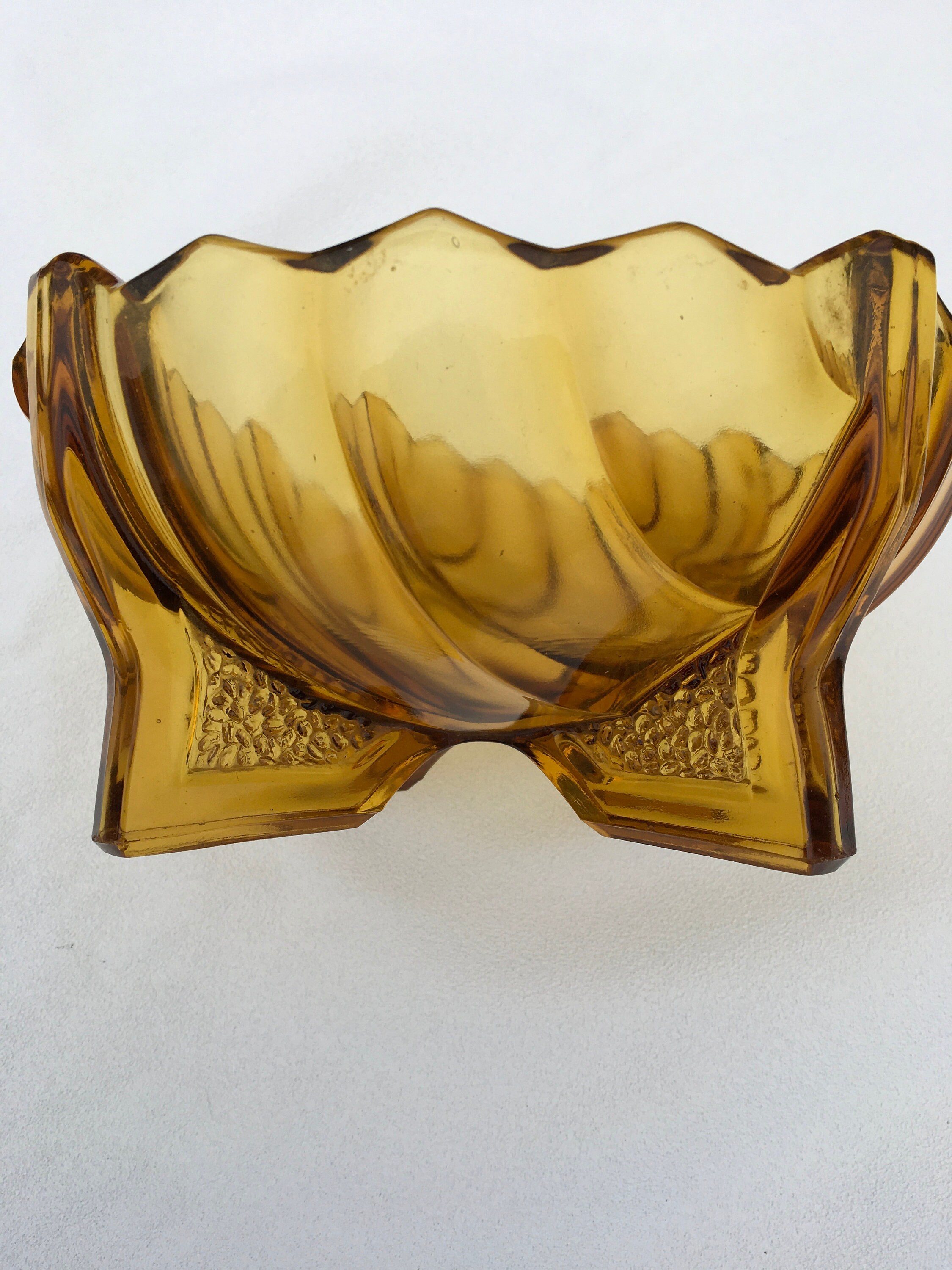 Art Deco Amber Glass Bowl - Etsy