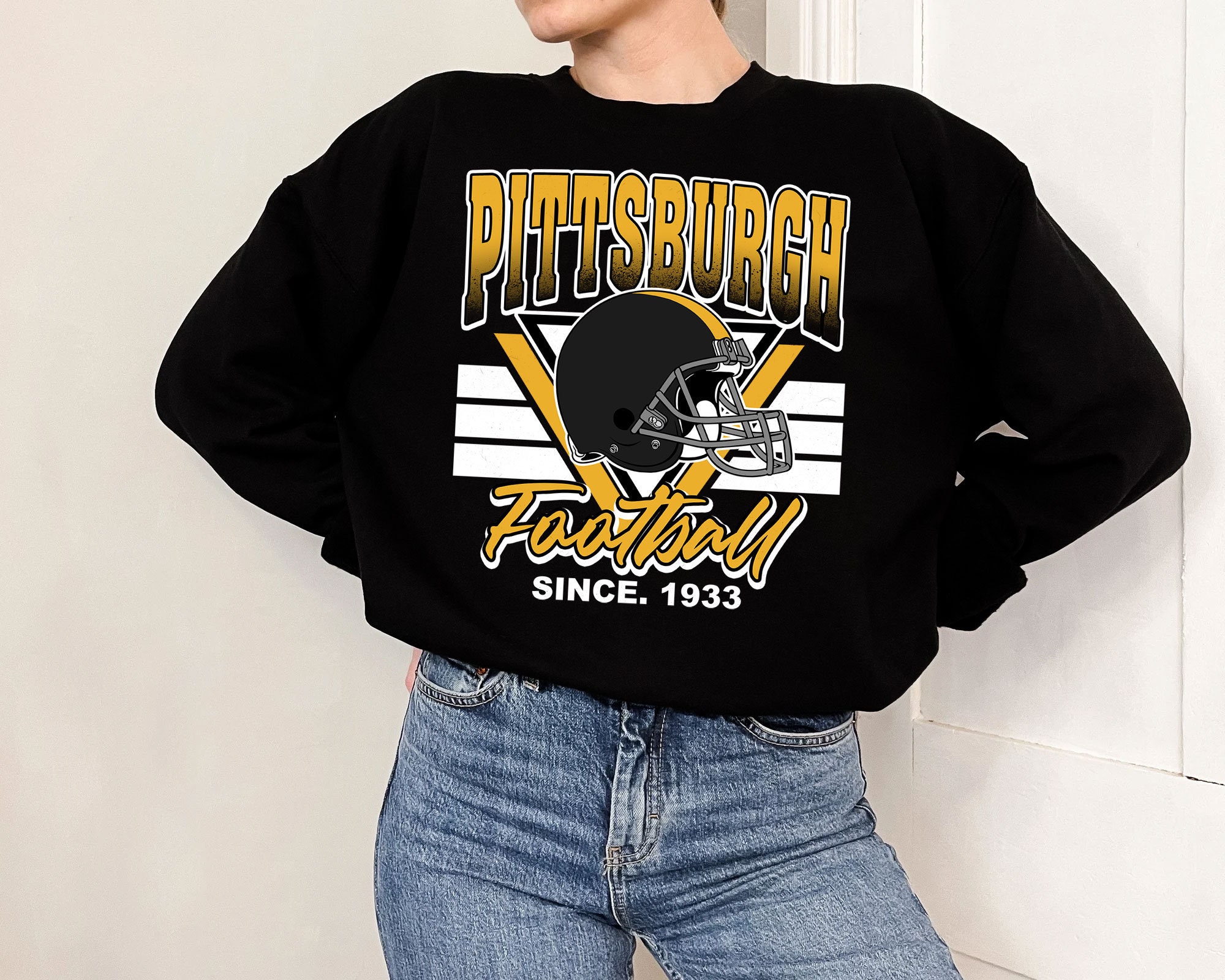 Discover Pittsburgh Football Team Sweatshirt, Vintage Pittsburgh Football Crewneck Sweatshirts