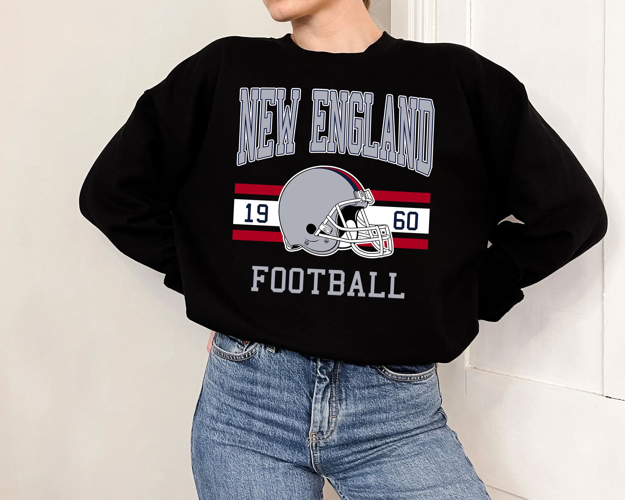 Discover New England Football Sweatshirt, Vintage Retro New England Football Crewneck Sweatshirts