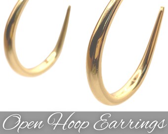 Minimalist Asymmetrical Open Hoop Earrings in Gold