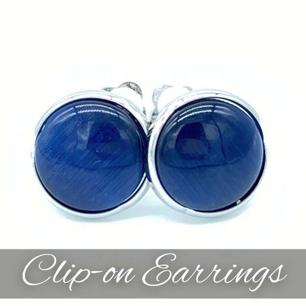 Blue Moonstone Non Pierced Earrings Clip On Earrings Set