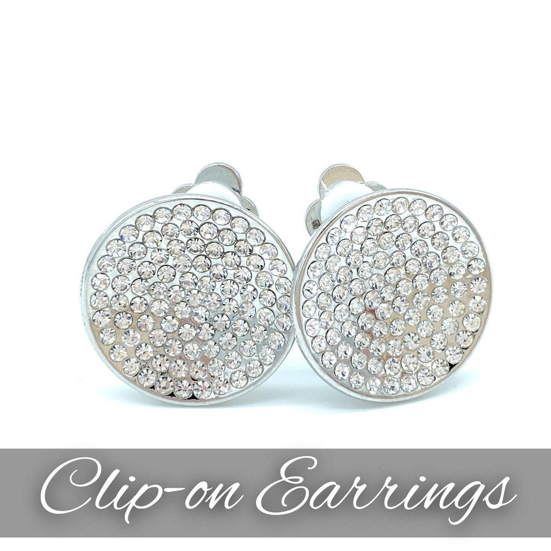 Comfortable Nonpierced Earrings Set of Clip on Earrings With Crystals