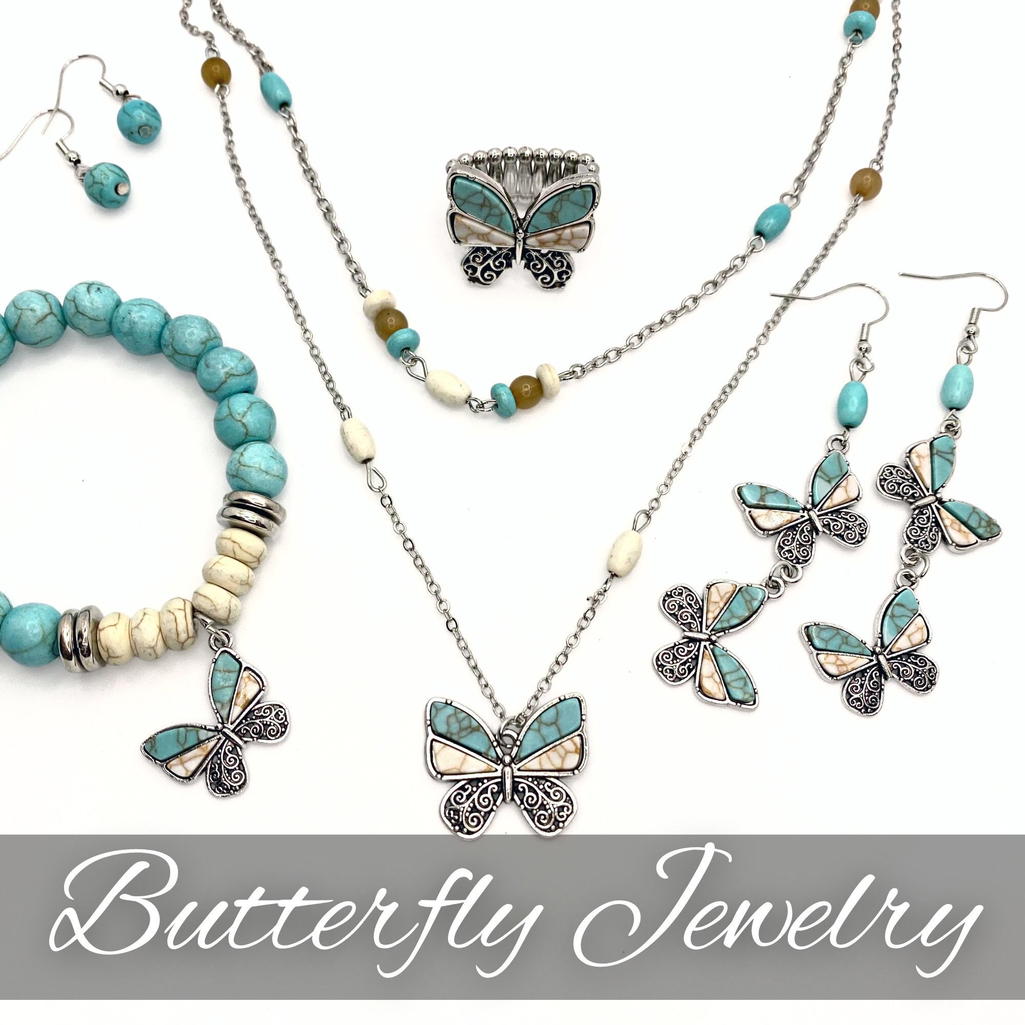Turquoise butterfly jewelry deals