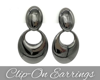 Industrial Non-Pierced Earrings Set Clip On Earrings Edgy Dangle in Gunmetal - Comfortable and Lightweight Jewelry for Her Gift