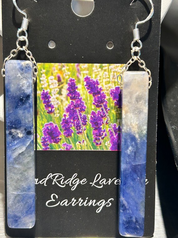 AAA Sodalite Gemstone Bar Earrings: Sterling Silver Artisan Jewelry