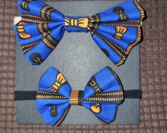 Matching Ankara African Print Bows on Nylon Headbands | Big Sister Little Sister Set
