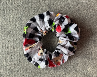 Gingham Santa Christmas Scrunchie | Festive Holiday Hair Tie
