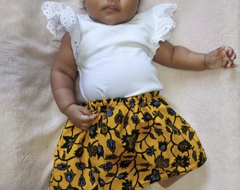 Jupe bébé fille en imprimé africain Ankara | Jupe faite à la main pour les filles dans des imprimés accrocheurs | Imprimé culturel africain sur la jupe des filles