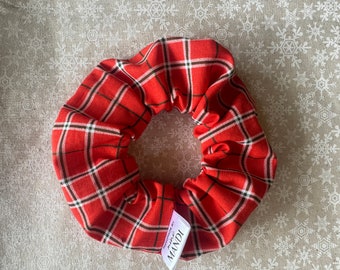 Red Plaid Scrunchie | Tartan Check Hair Accessory