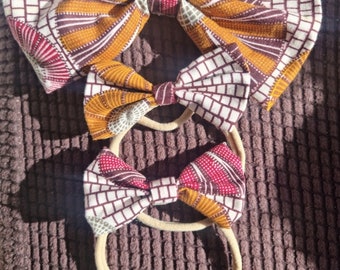 Ankara African Print Bow Set | Mother Daughter Matching Headbands